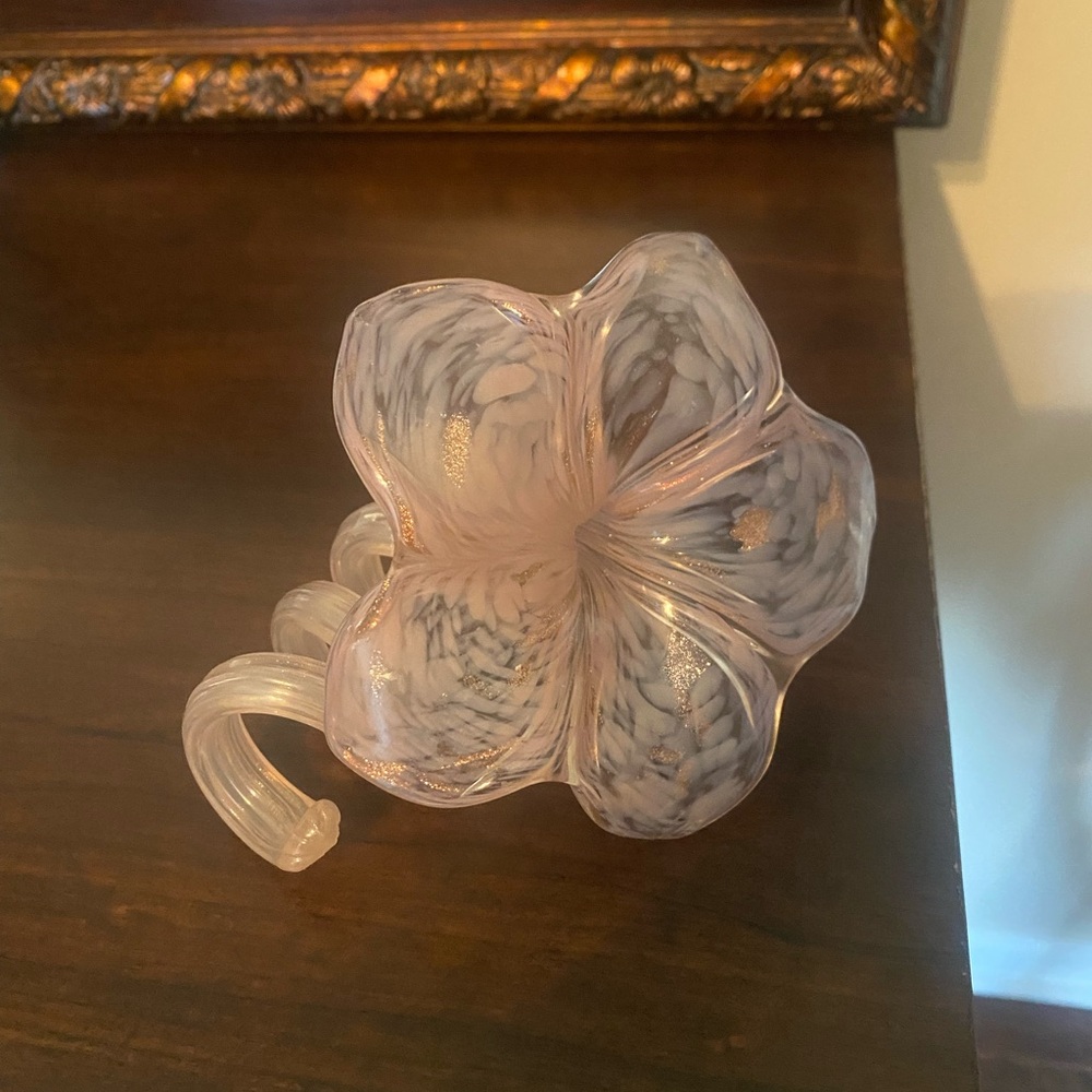 Elegant Frosted Pink and Cream Accent bud Vase